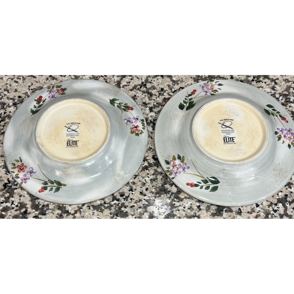 2 Gibson Elite Salad/Dinner Plate Wildflower Whisper Ceramic 8" Hand Painted - Picture 6 of 11